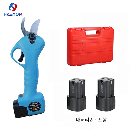 HAEYON 8601 무선 충전식 전지가위 원예용 전동가위 25mm 칼날 배터리2개
